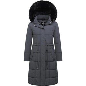 Women's Winter Coat Long Waterproof Parka - Warm Charcoal